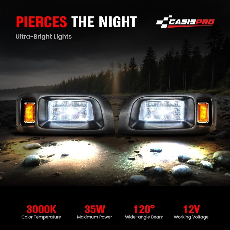 CASISPRO 12V Golf Cart Light Kit for Club Car DS 1993-UP, Street Legal LED Headlight Taillight Kit with Wiring Harness