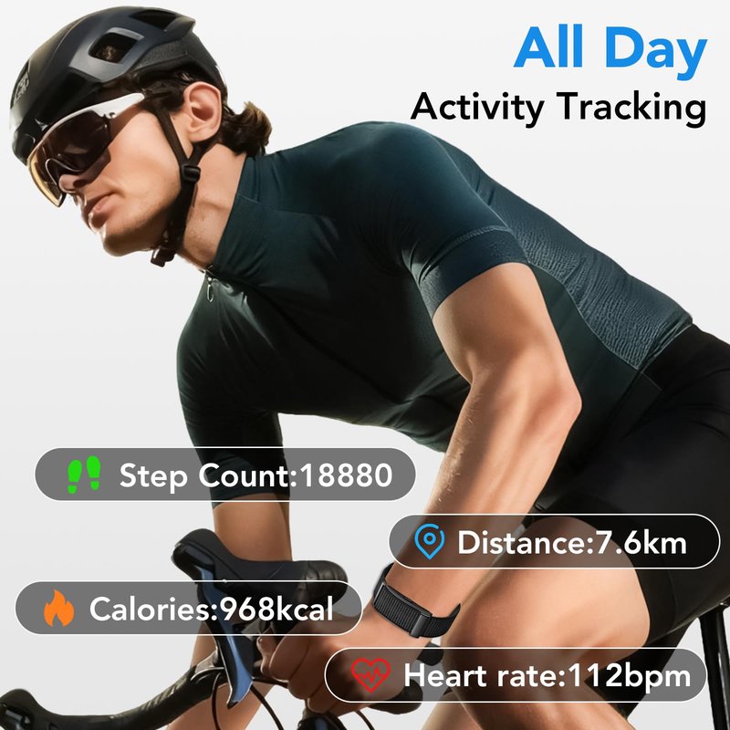 Ajblg Health Activity Fitness Trackers, 2025 Wearable Smart Bracelet, 120+ Sport Modes Smart Band, All-Day Continuous Heart Rate Blood Pressure Stress HRV Monitor, 24H Sleep Tracker with Free App
