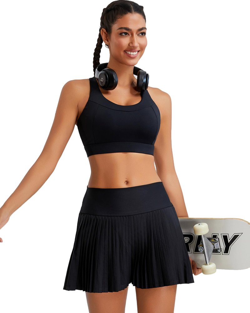 RUNNING GIRL Black Sports Bra for Women,Adjustable Straps Molded Cups High Support Sports Bras for Women Large Bust(3100Black_L)