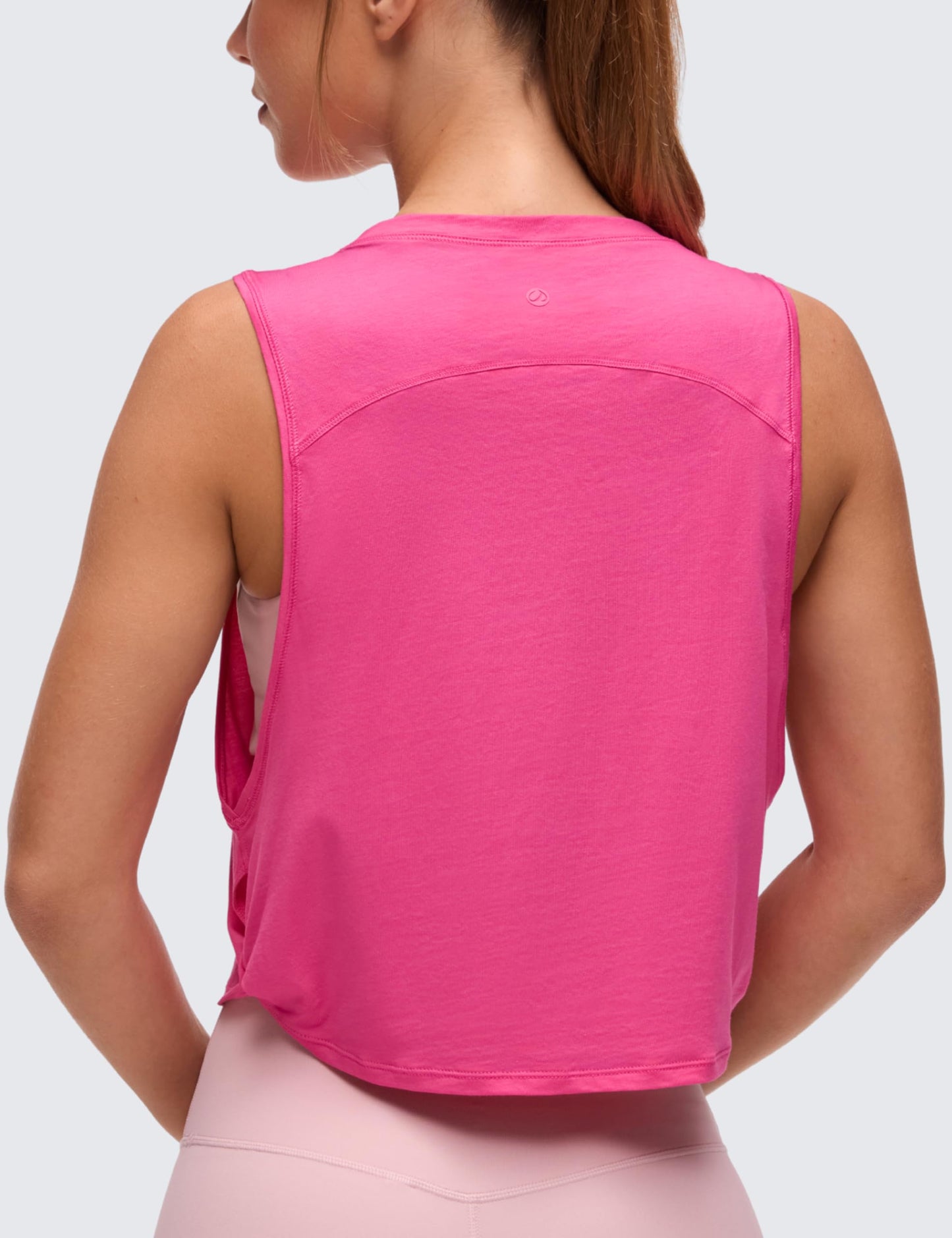 CRZ YOGA Pima Cotton Dropped Armhole Tank Sonic Pink Small