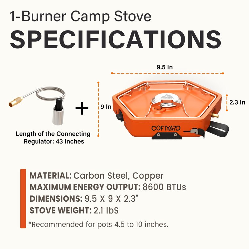 Cofiyard 1-Burner Propane Stove Portable Camping Stove with Carry Strap, Backpacking Camp Stove for Outdoor Cooking, Flick-Style Ignition, 8600 BTUs Gas Stove for Camping BBQ& More (Terracotta)
