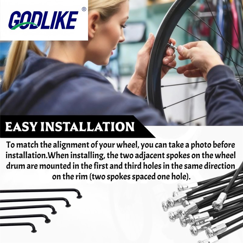 GODLIKE 36Pcs High-end Quality 14G J Bend Bicycle Stainless Steel Spokes 256-305mm Length with Nipples Straight Head Bike Replacement Parts Black (J-Bend 271mm)
