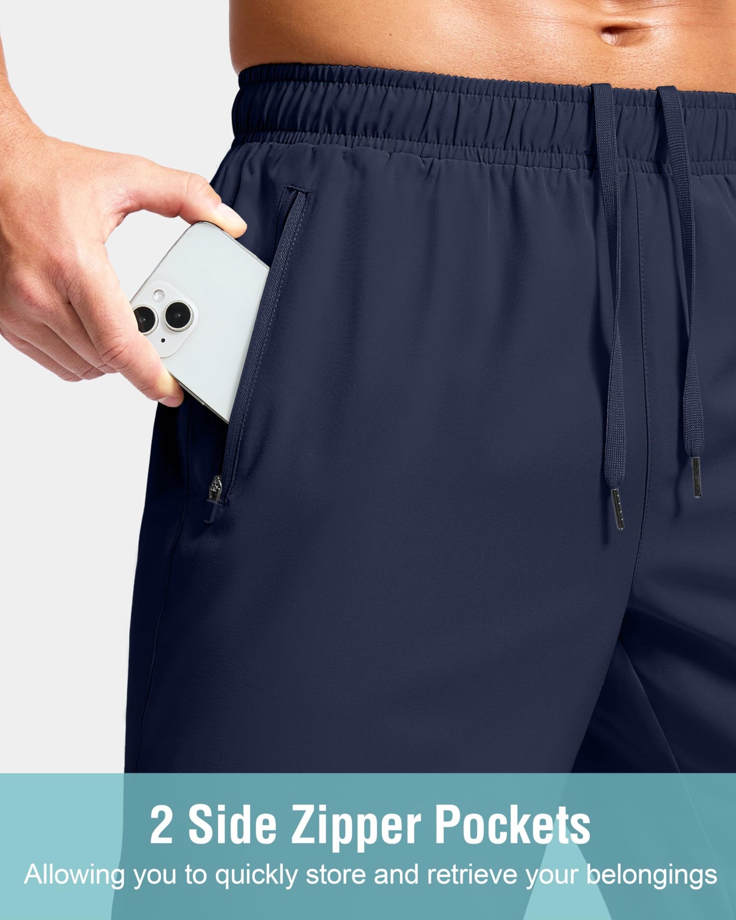 G Gradual Men's Athletic Running Shorts with Zipper Pockets Quick Dry 7"/ 5"/ 9" Workout Gym Shorts for Basketball Hiking(Navy,5XXXL)
