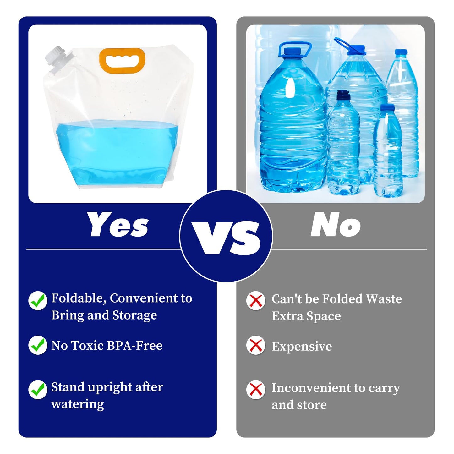 20 Pcs 1.3 Gallon Collapsible Water Emergency Container Bag 26 Gallon Freezable BPA Free Food Grade Clear Plastic Storage Foldable Bottle for Camping Riding
