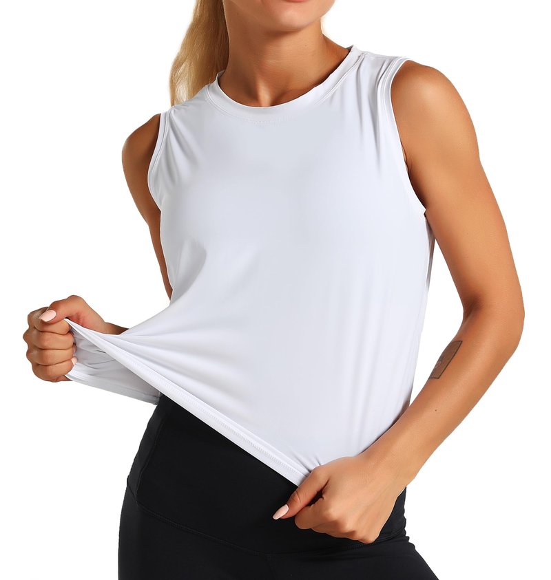 Dragon Fit Womens Ice Silk Workout Tank Tops Sleeveless Cropped Yoga Shirt for Running Gym Summer White