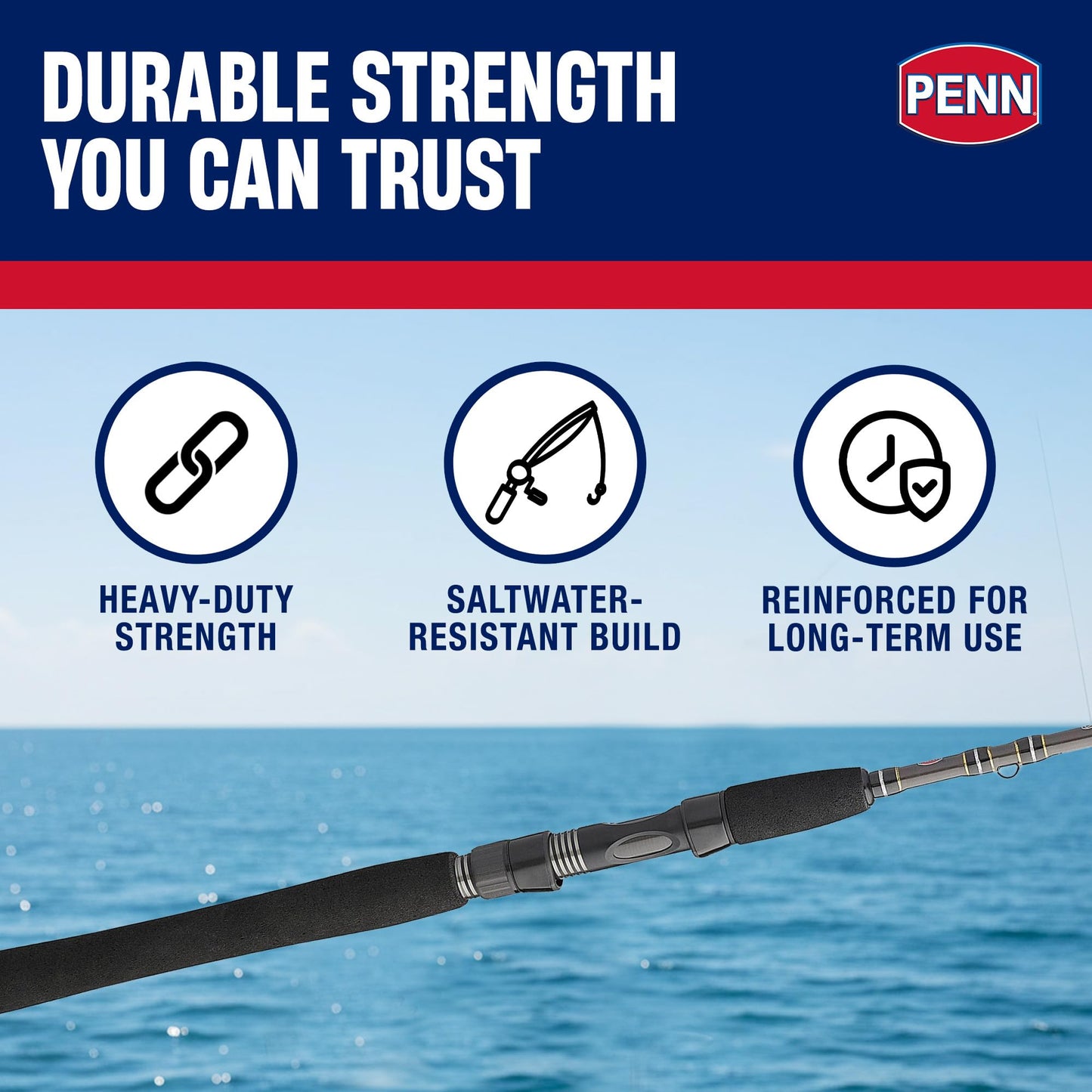 Penn Carnage III Inshore Spinning Fishing Rod, Silver/Black/Gold, 7' - Medium Heavy - 1pc