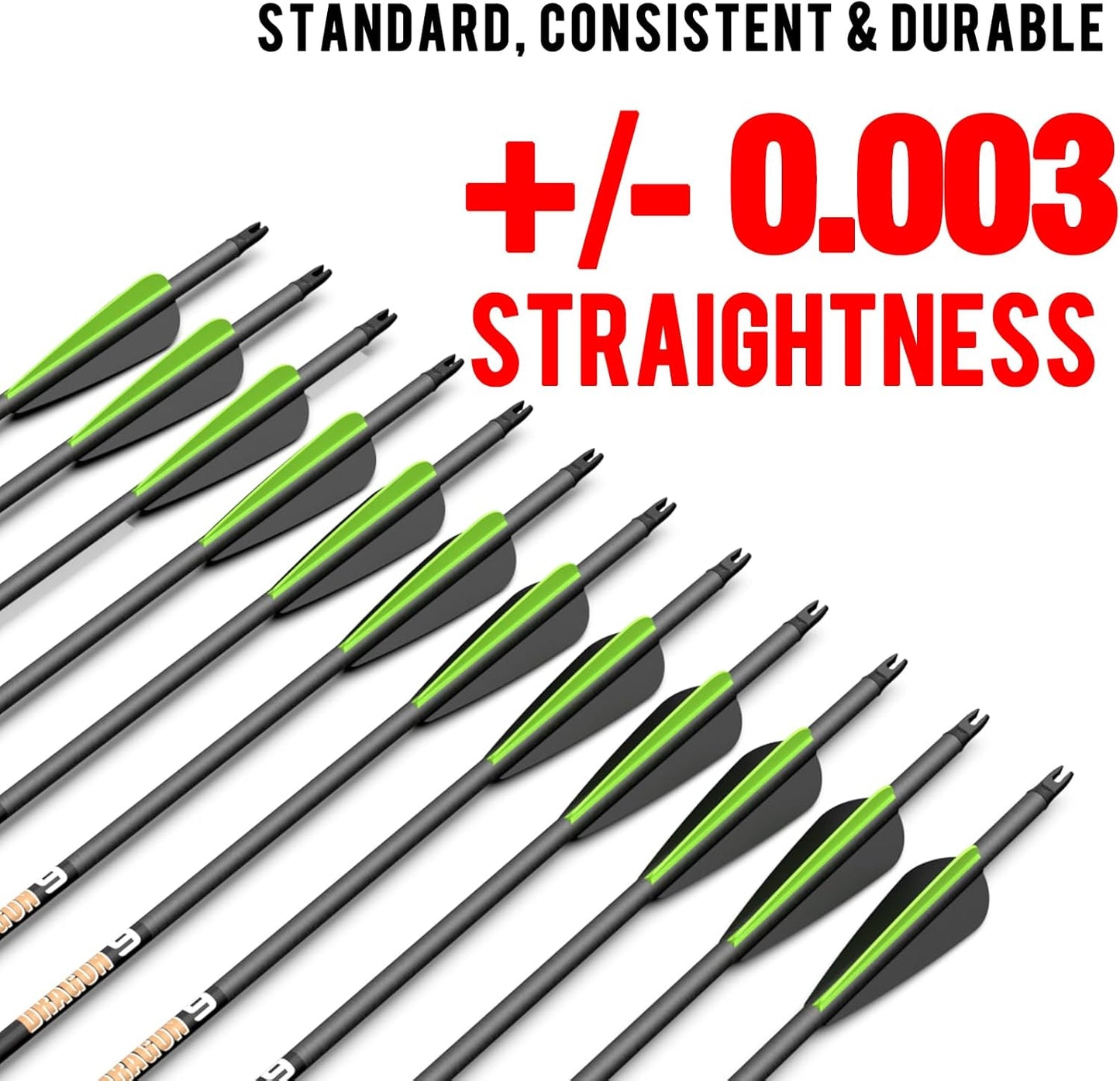 Sanlida 100% Pure Carbon Hunting Arrows - Olympic-Grade 10 Spine Deflection | 0.001" Straightness, Perfect for Compound & Recurve Bows (12/24PCS)