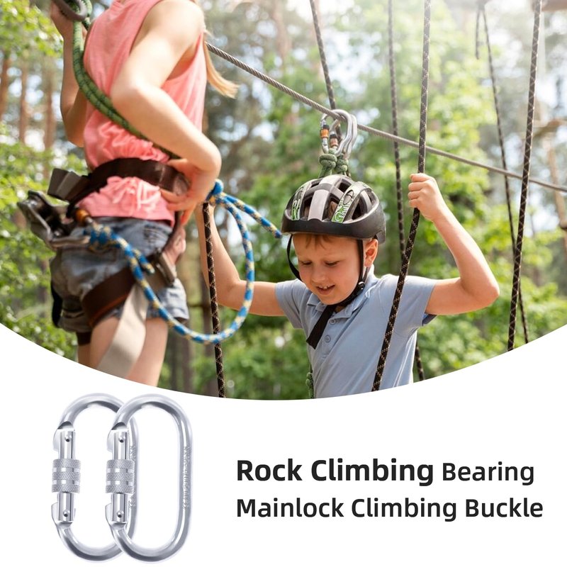 LZ.MZXU Heavy Duty Carabiner Clip Climbing Carabiner(25kn=5600lbs), Screw Locking Heavy Duty Safety Caribeener Clips Multipurpose for Climbing, Rigging, Ropes, Hammocks (O Shape, 5pack)