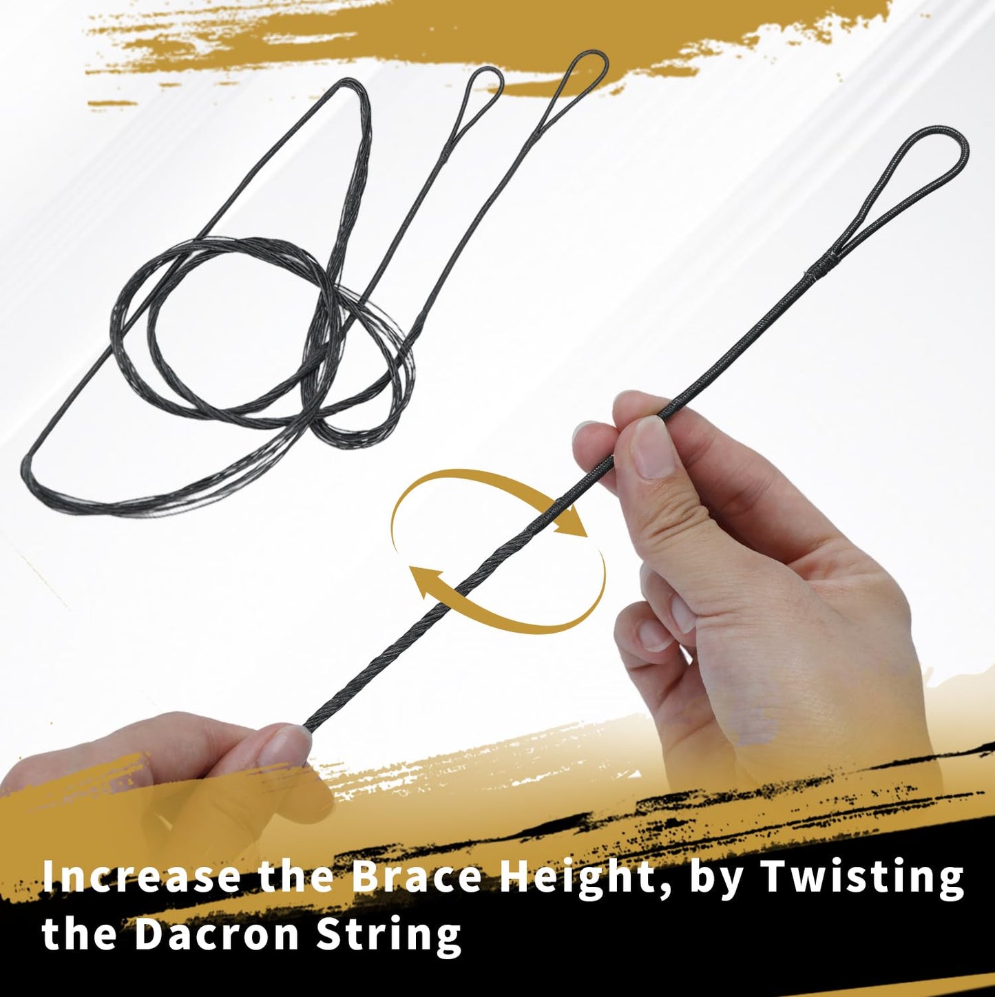 LWANO B55 Bow String,Replacement for Archery Recurve Traditional & Longbow Bowstring,12/14/16 Strands 48-70in,2 Brass Nocks Included (16 Strands (Recommended up to 65 lb), AMO 62"(Actual Length 58"))