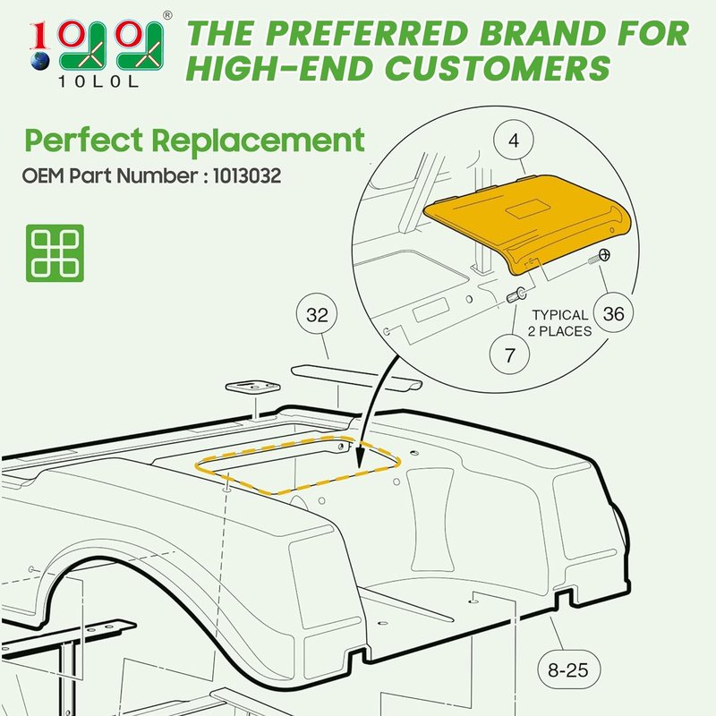 10L0L Golf Cart Access Panel Replacement | Black Plastic Cover for Club Car DS 1993-2002 Gas & Electric | OEM# 1013032