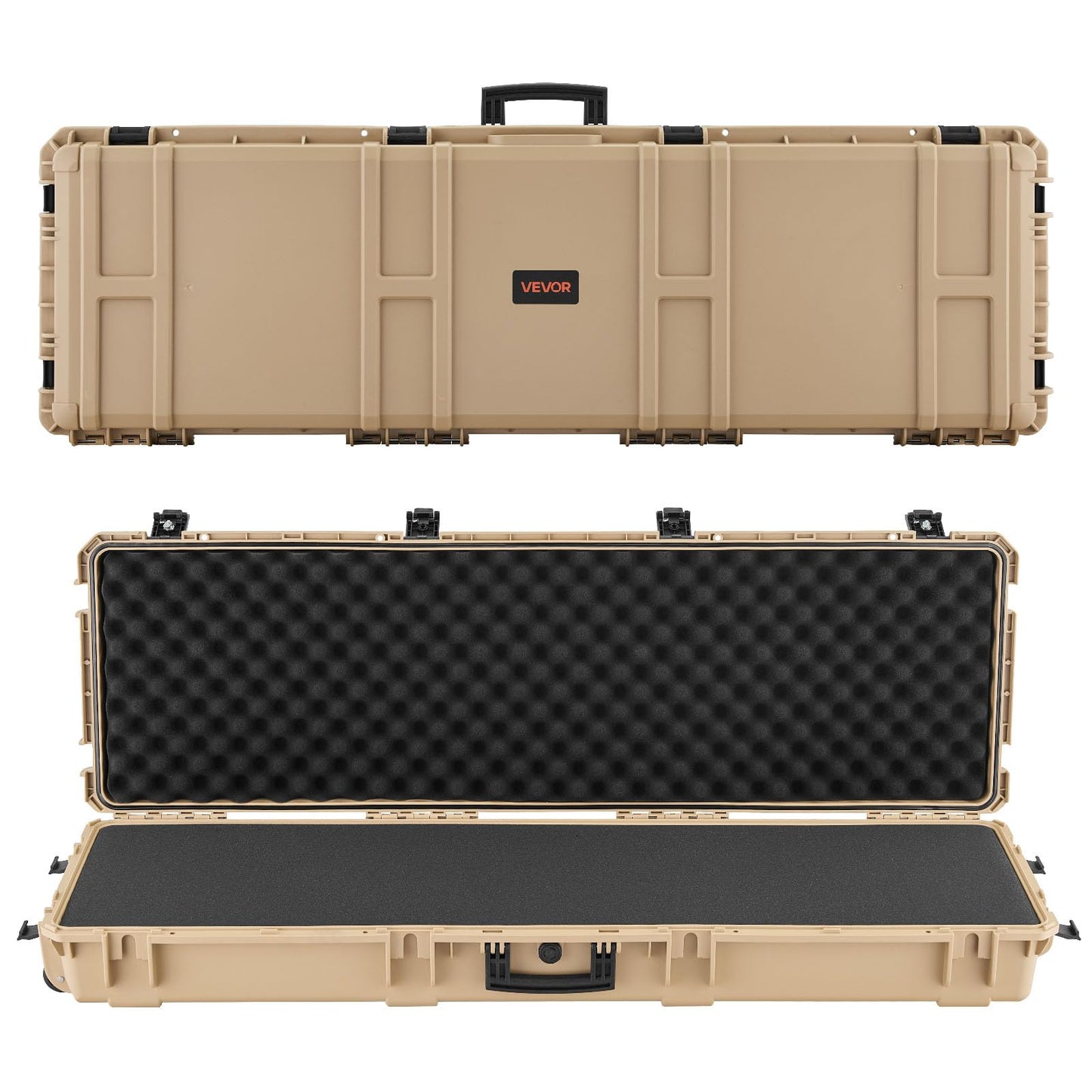 VEVOR Rifle Case, Rifle Hard Case with 4 Layers Fully-protective Foams, 52 inch Lockable Gun Storage with Wheels, IP67 Waterproof & Dustproof, for Rifle, Shotgun, Airsoft Gun, Khaki
