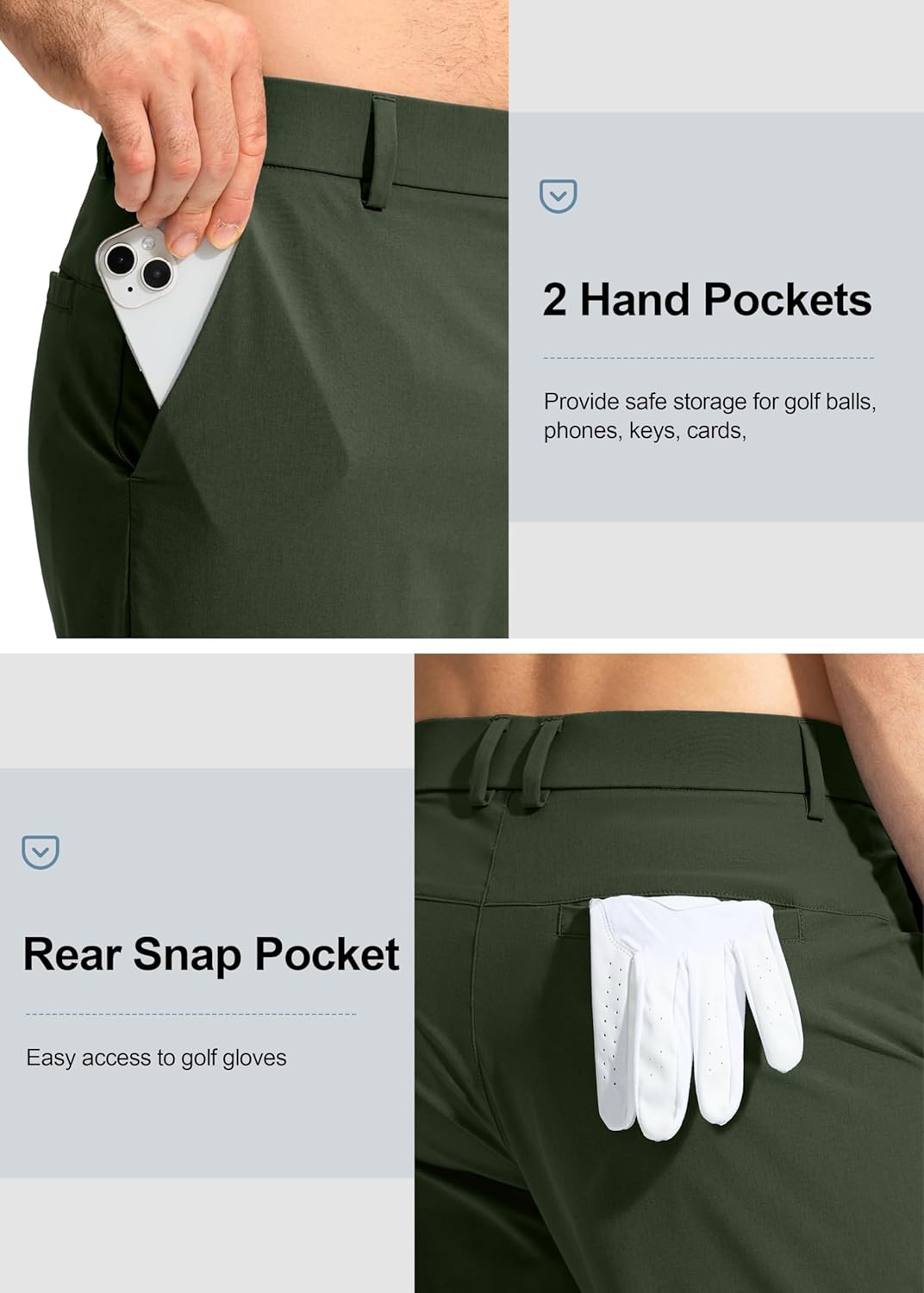 Men's Golf Pants - Stretch Lightweight Quick-Dry Trousers with Pockets | Sizes 30/32/34