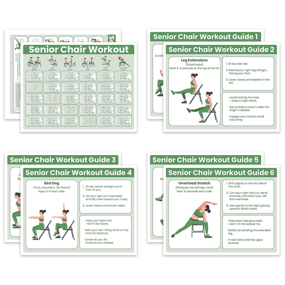 Auroscent Senior Exercise Chair Workout Poster, 30-Day Stretching and Gentle Seated Exercise Chart