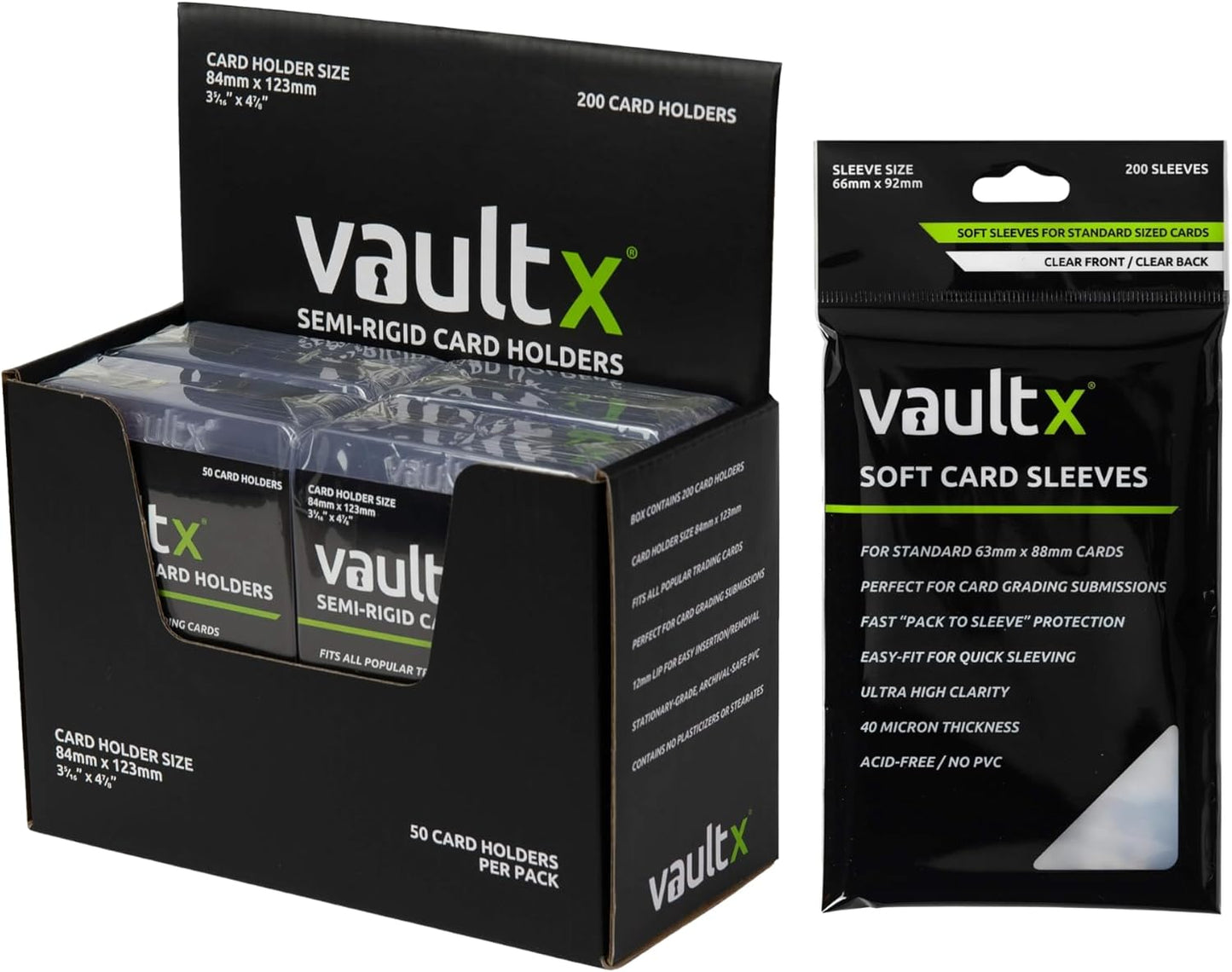 Vault X Trading Card Holders - 200 Semi-Rigid & 200 Penny Sleeves | Durable Protection for Collectibles