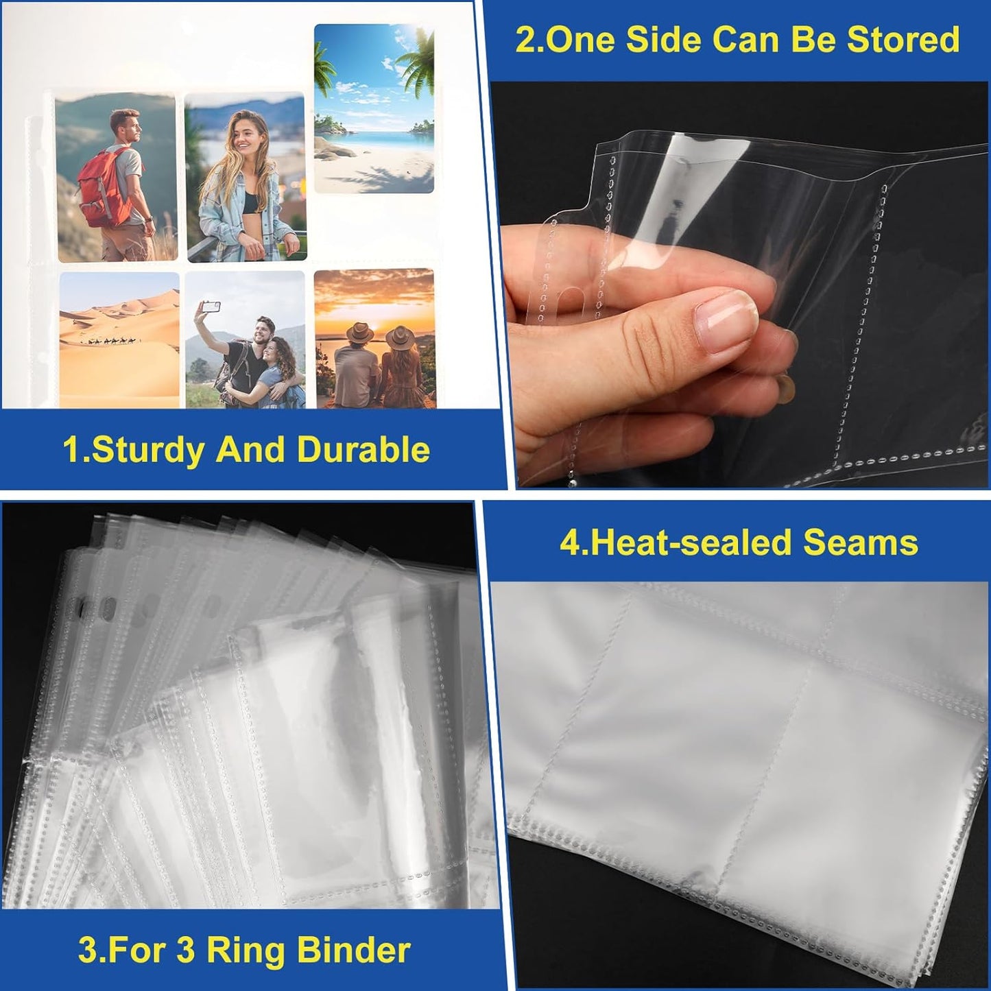 7200 Pockets Card Sleeves Binder - 9 Pocket Trading Card Sleeves for 3 Ring Binders | Fits Baseball, Football & Business Cards (400 Pages)