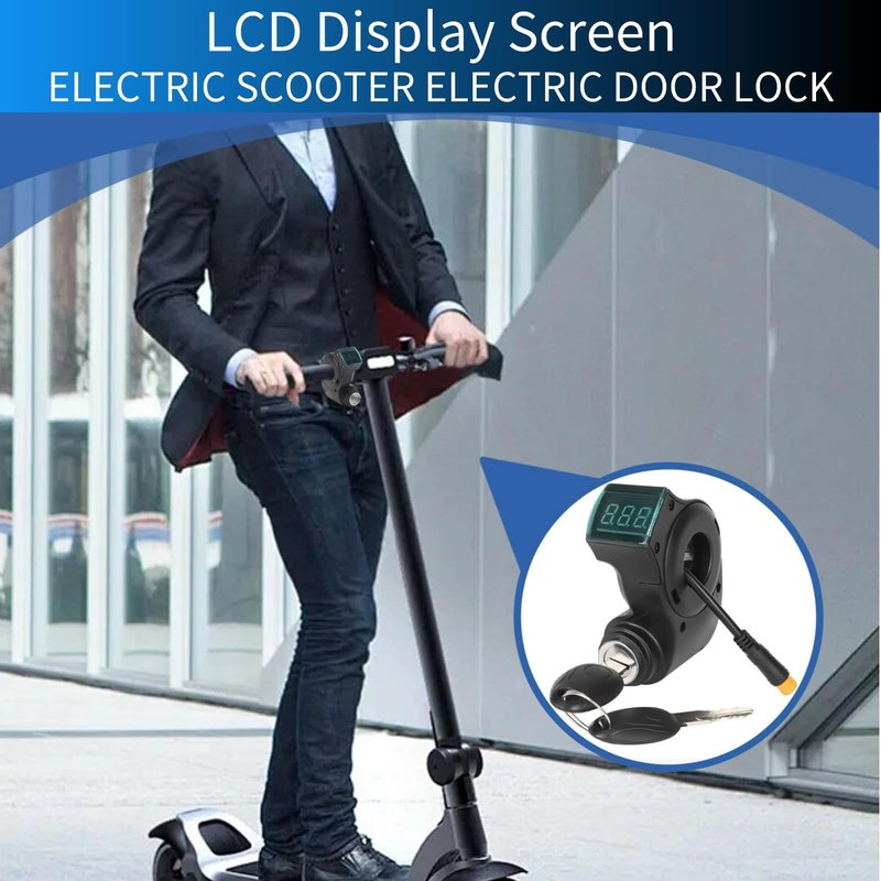 Electric Scooter Handlebar Switch Lock, 10 Inch 3 Pin Digital Battery Power Display Switch Lock with Keys for G2 Pro Replacement