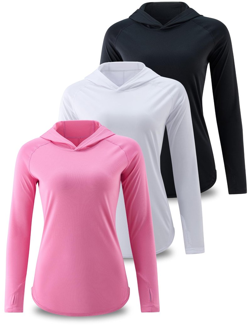 Liberty Pro Womens Lightweight UPF 50+ Sun Hoodie, Long Sleeve Quick Dry UV Shirt with Thumbholes for Hiking Fishing (Set 1, Large)