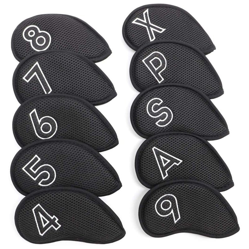 Montela Golf Iron Covers,Golf Iron Head Covers Mesh Golf Iron Covers Set 10pcs Golf Iron Headcovers,Golf Club Head Covers for Iron with Magic Tape Fit Most Brand 4-9 APSX