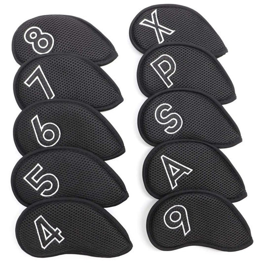 Montela Golf Iron Covers,Golf Iron Head Covers Mesh Golf Iron Covers Set 10pcs Golf Iron Headcovers,Golf Club Head Covers for Iron with Magic Tape Fit Most Brand 4-9 APSX