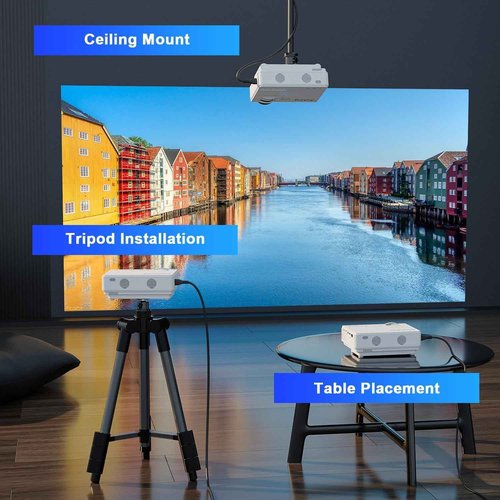 AuKing Projector, 2025 Upgraded Mini Projector, Full HD 1080P Home Theater Video Projector, Compatible with HDMI/USB/AV/Smartphone/TV Box/Laptop