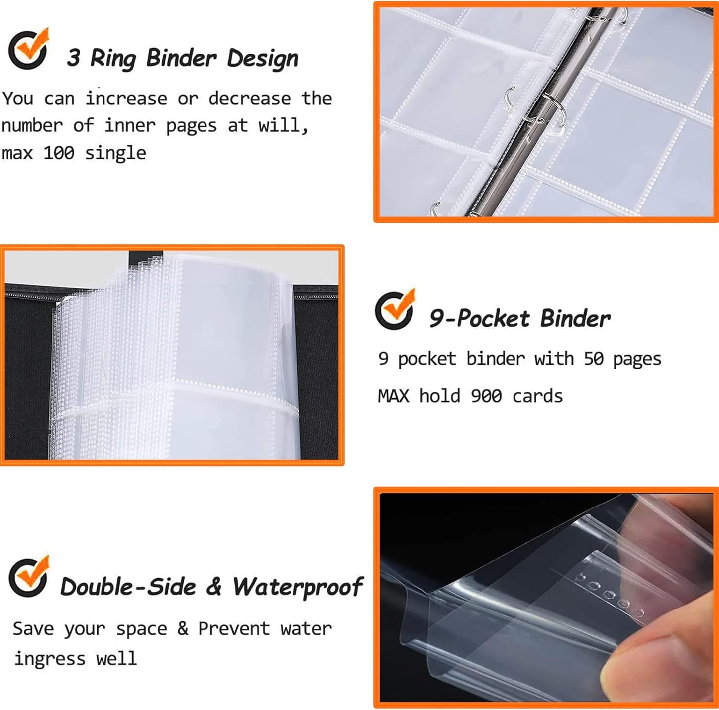 Basketball Cards Binder - 900 Pockets Trading Card Holder Album | Includes 50 Removable Sleeves