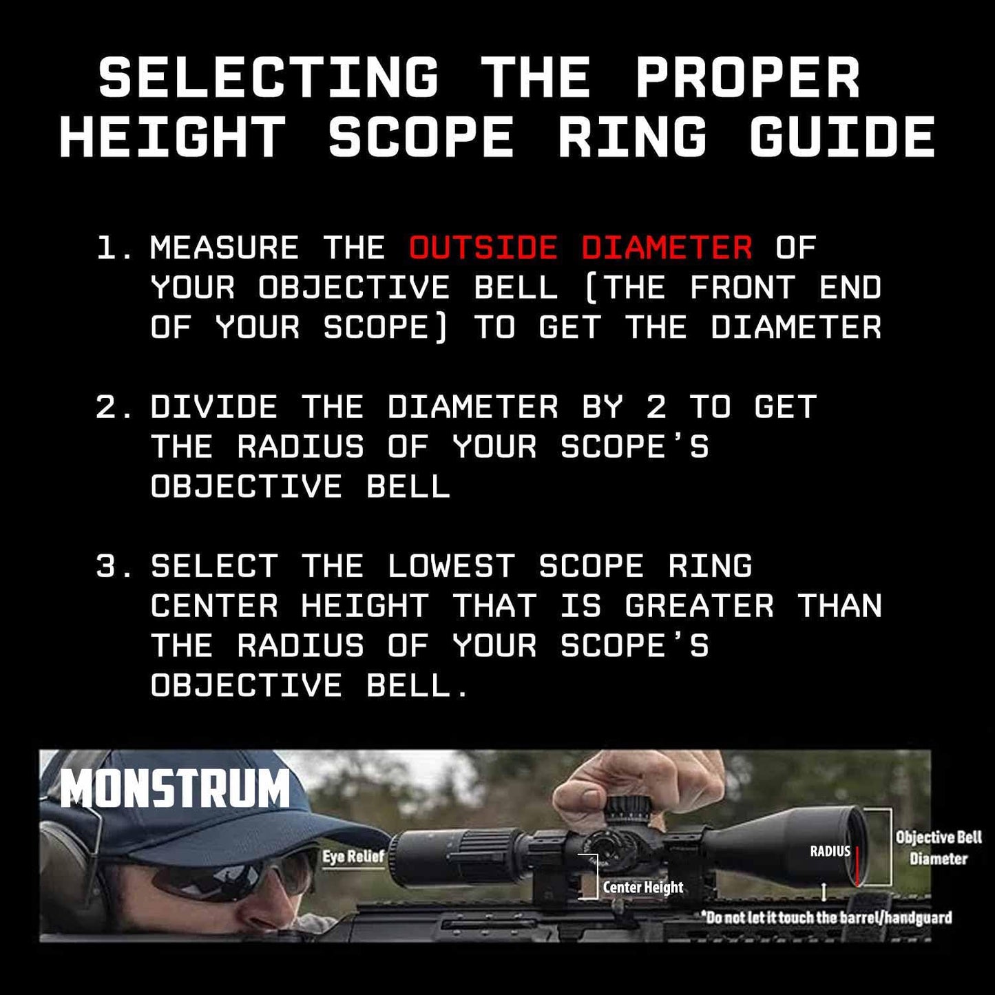 Monstrum Next Level Scope Rings with Integrated Level Bubble and Anti-Recoil Lugs | 1 inch Diameter | 1.00 Center Height