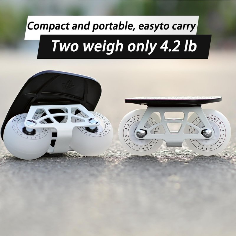 Freeskates with Metallic Surface, White Flashing Wheels, Dual Axle Distance Support, Suitable for Both Adults and Children's Roller Skating and Inline Skating ShoesDrift Board