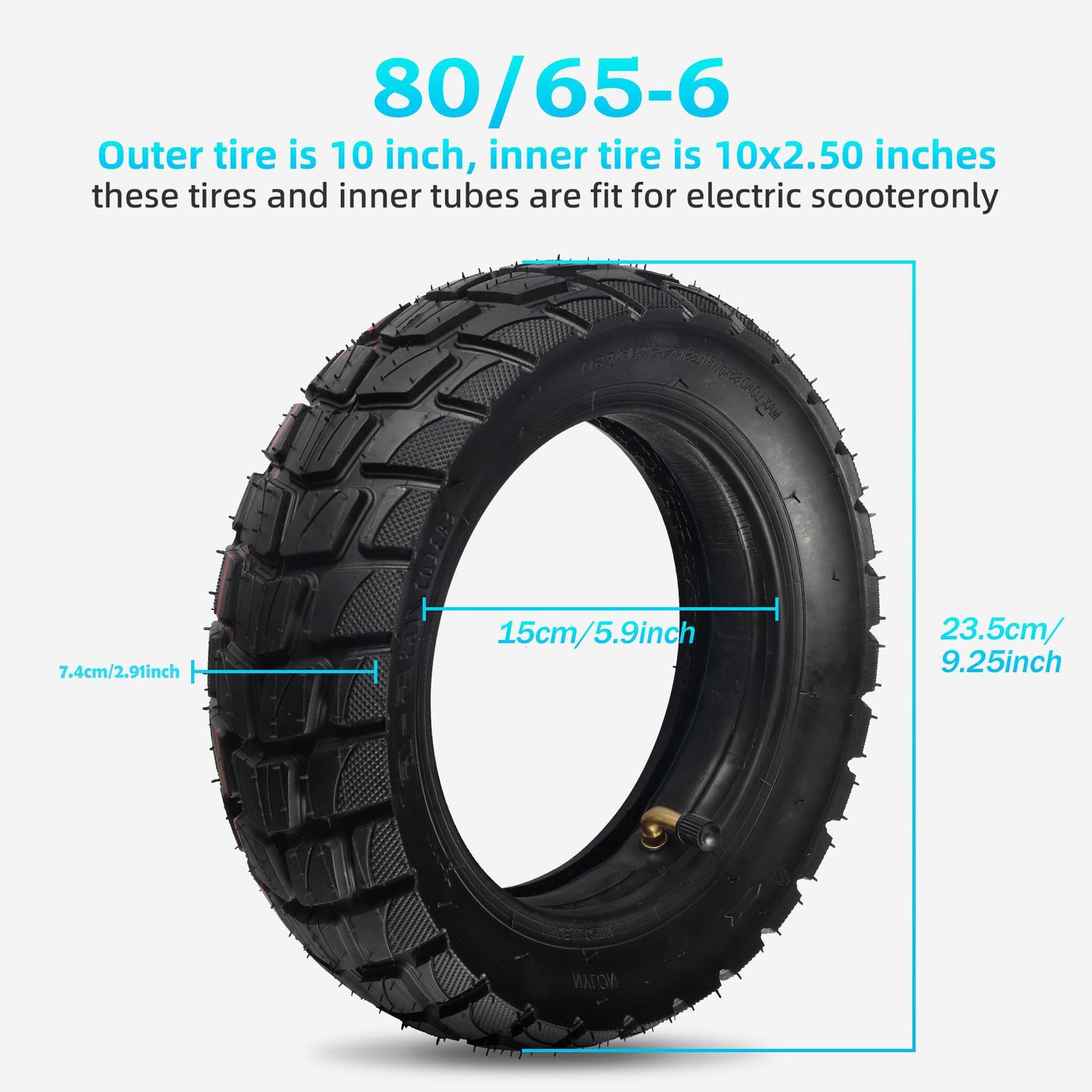 Relibupdater 80/65-6 scooter tire off Road，10in Tires Inner Tubes Replacement Thickened Pneumatic Tyres 255x80 10x3.0 Compatible with Electric Scooter Nanrobot D4/D6+ 2.0