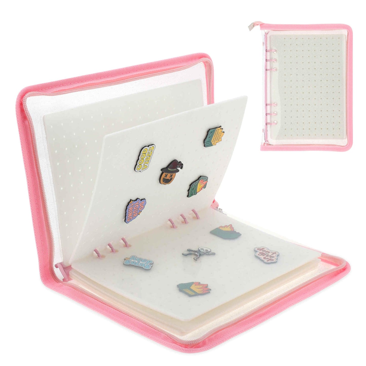 CAPASTEC Portable Pin Book Collections Travel Pin Trading Display Book Pink Pin Case
