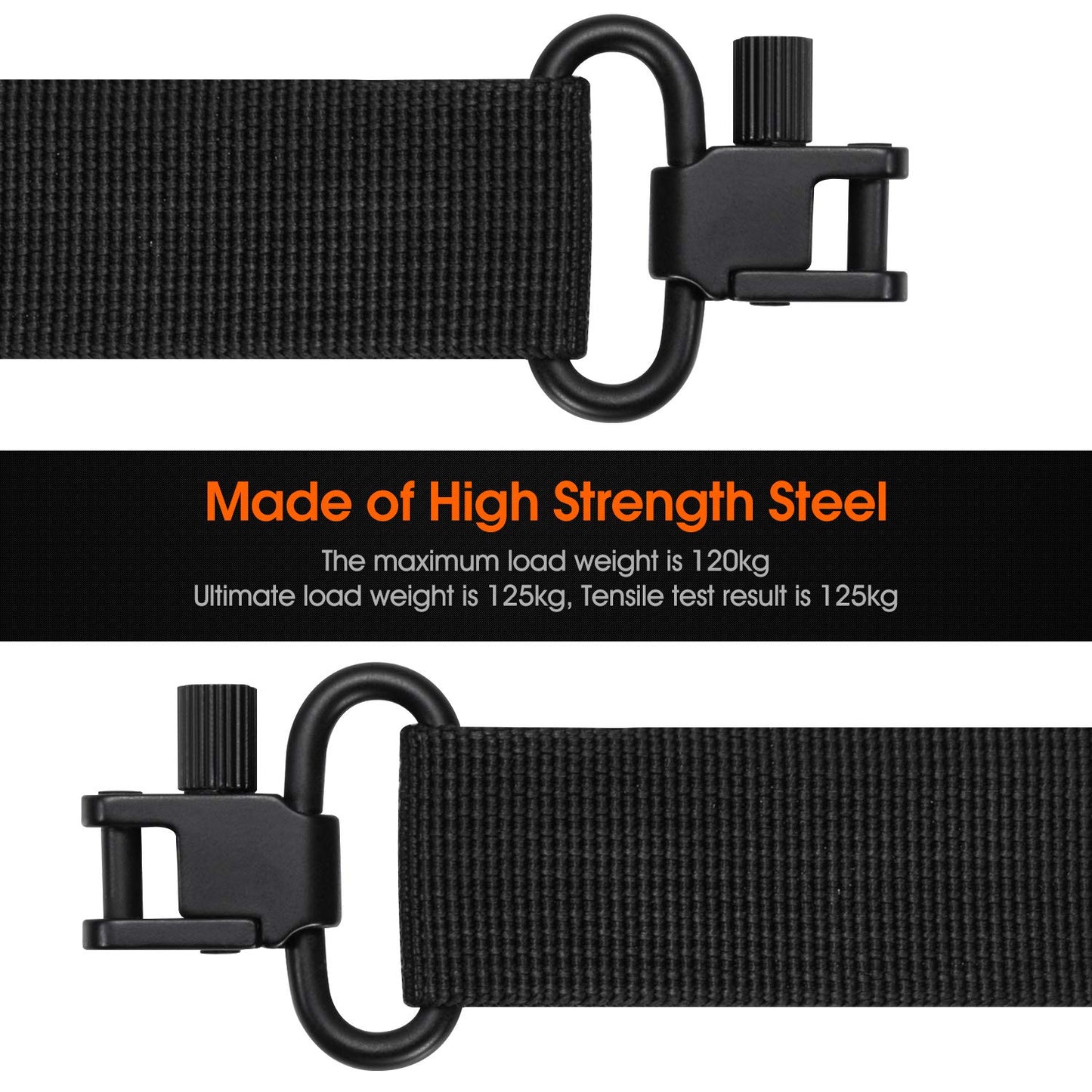 VVAAGG Metal Rifle Sling Swivel Mount 1.25 inch Two-Point Gun Sling Attachment Clips