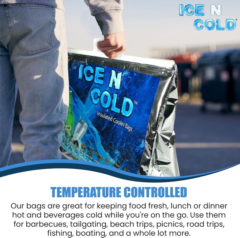 ICE N COLD Insulated Cooler Bag - X-Large 40 lbs Capacity (Pack of 2) | Lightweight, Soft, Collapsible | Ideal for Groceries, Camping, Hiking, Beach, Travel