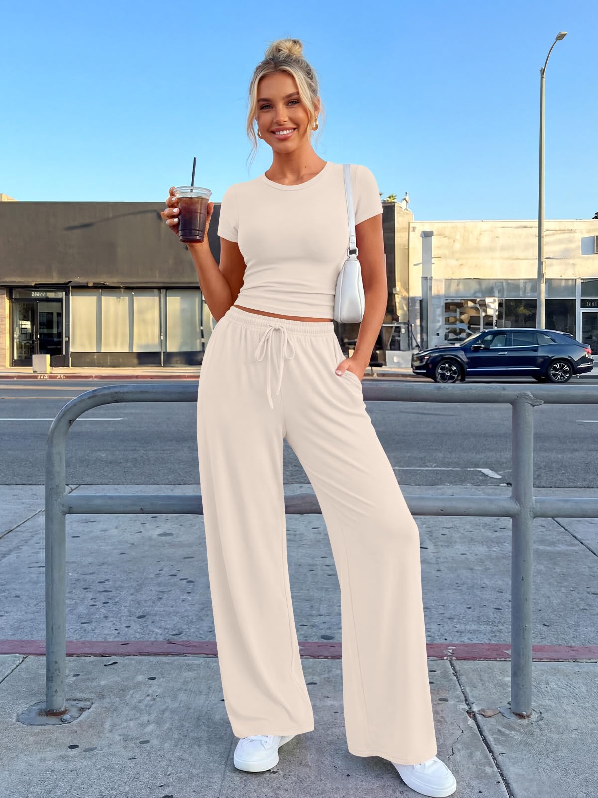 Trendy Queen Womens 2 Two Piece Set 2026 Summer Workout Vacation Gym Clothes Spring Fashion Lounge Matching Airport Travel Outfit Resort Wear Fitness Athleisure Clothing