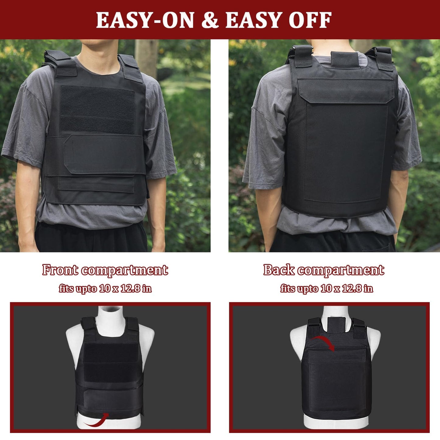 Favuit Tactical Vest for Men, Adjustable Airsoft Paintball Training Vest Lightweight Breathable Outdoor Cosplay Game Costume (M)