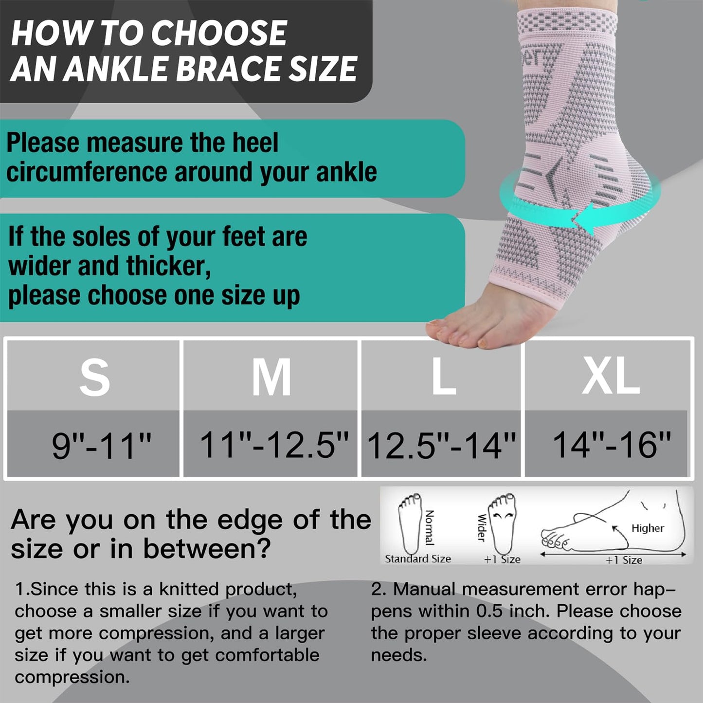 Copper Ankle Brace for Women & Men, Ankle Compression Sleeve Support, Copper Infused Ankle Sleeve for Sprained Ankle, Plantar Fasciitis Sports, Achilles Tendonitis Pain Relief, Pink Silver, M