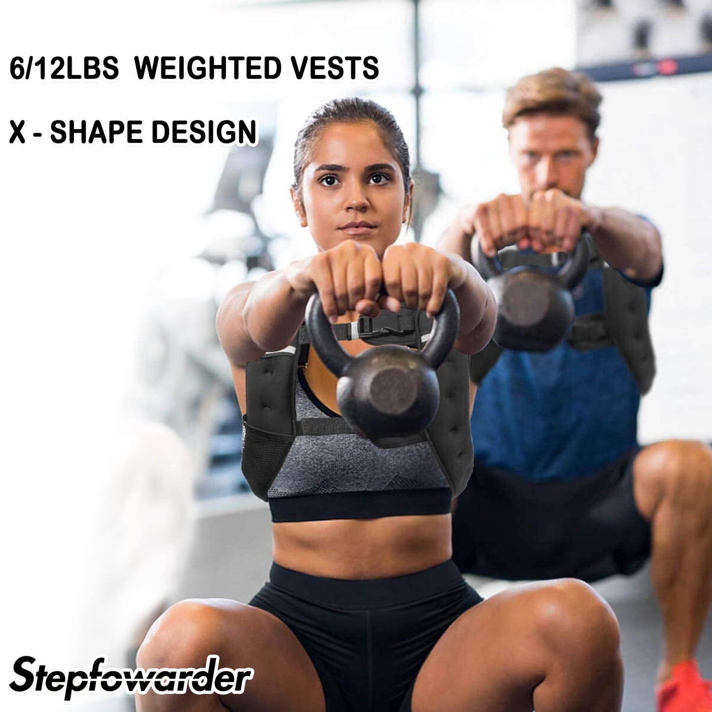 Stepfowarder Weighted Vest, 6Lbs/12Lbs Weight Vest with Reflective Stripe for Training Workout, Running, Fitness, Jogging, Cardio, Walking (6.0Lbs - Grey)