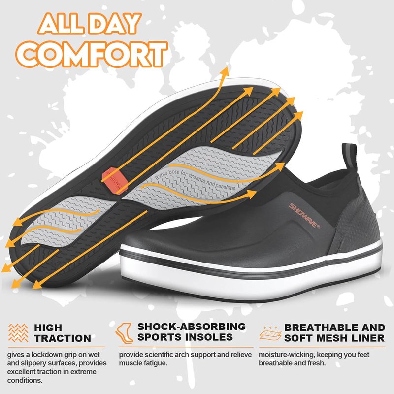 Men's Waterproof Deck Shoes - Breathable Non-Slip Rain Boots for Outdoor Activities | Short Sailing Booties