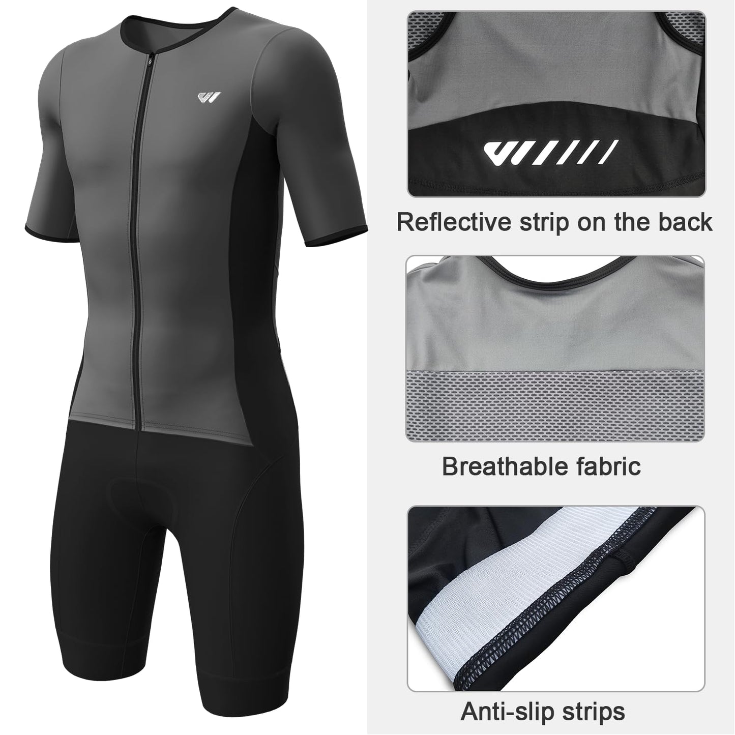 Lo.gas Logas Men‘s Triathlon Suit Trisuit Race Skinsuit Cycling Speed Suit Swimskin Bike Swim Run