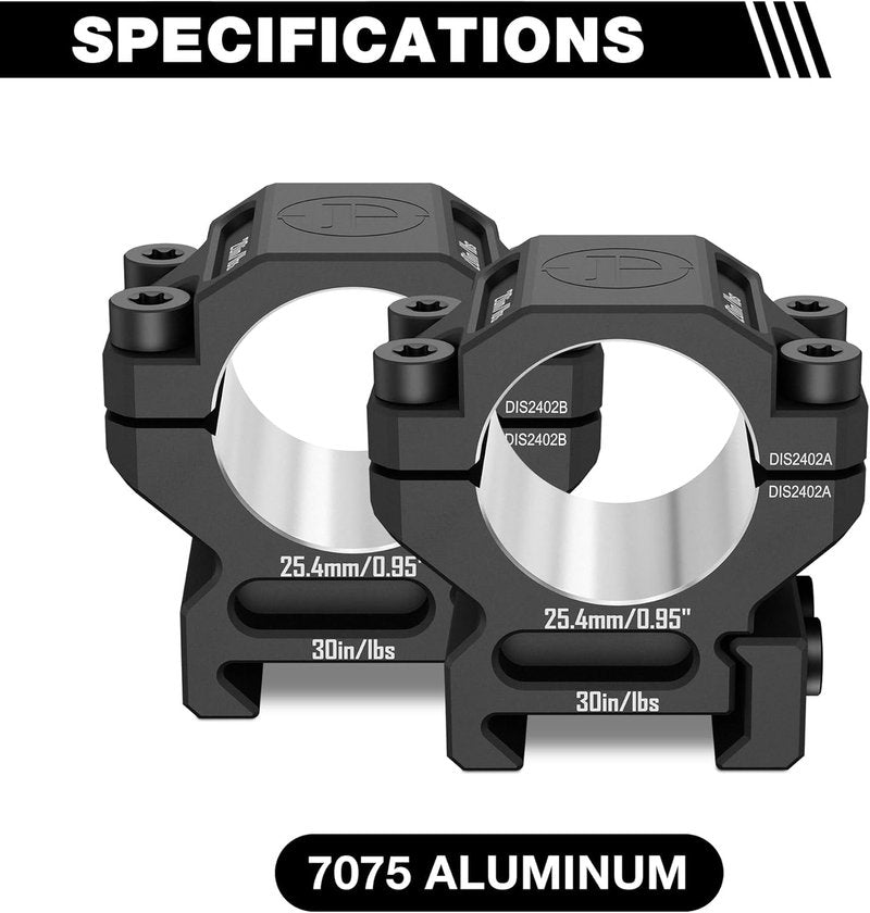 7075 Aluminum Scope Rings - High Precision Picatinny Mounts | Medium/High/Low Profile Options