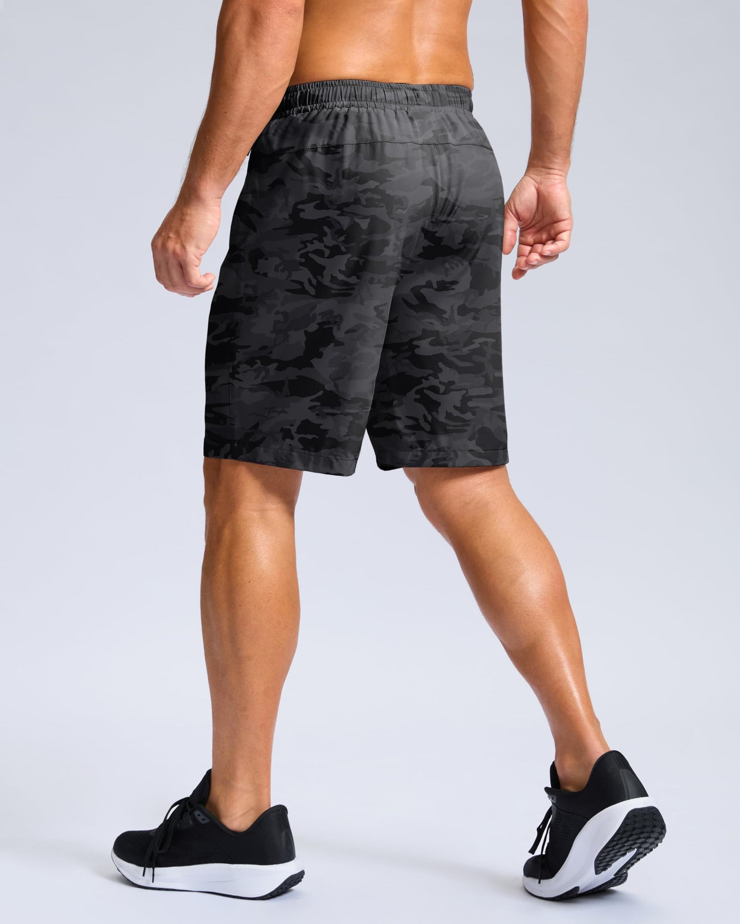 G Gradual Men's Athletic Running Shorts with Zipper Pockets Quick Dry 7"/ 5"/ 9" Workout Gym Shorts for Basketball Hiking(Grey Camo,9M)