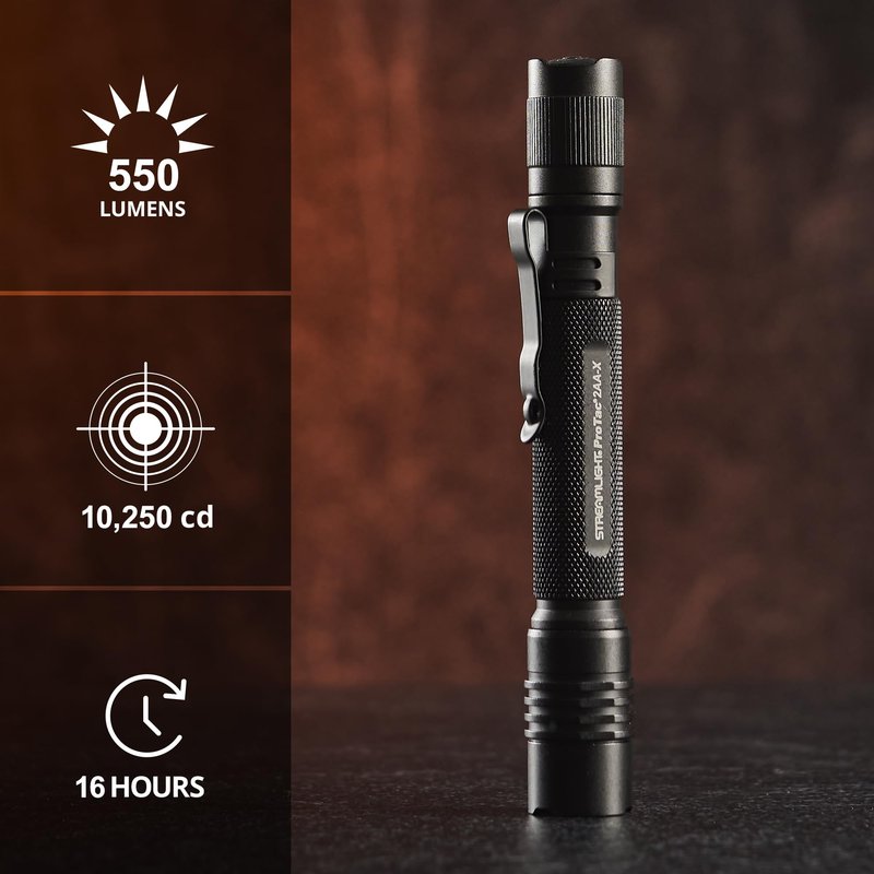 Streamlight 88135 ProTac 2AA-X USB 550-Lumen 10,250-Candela Personal Carry Tactical Flashlight, Rechargeable Capable, Black