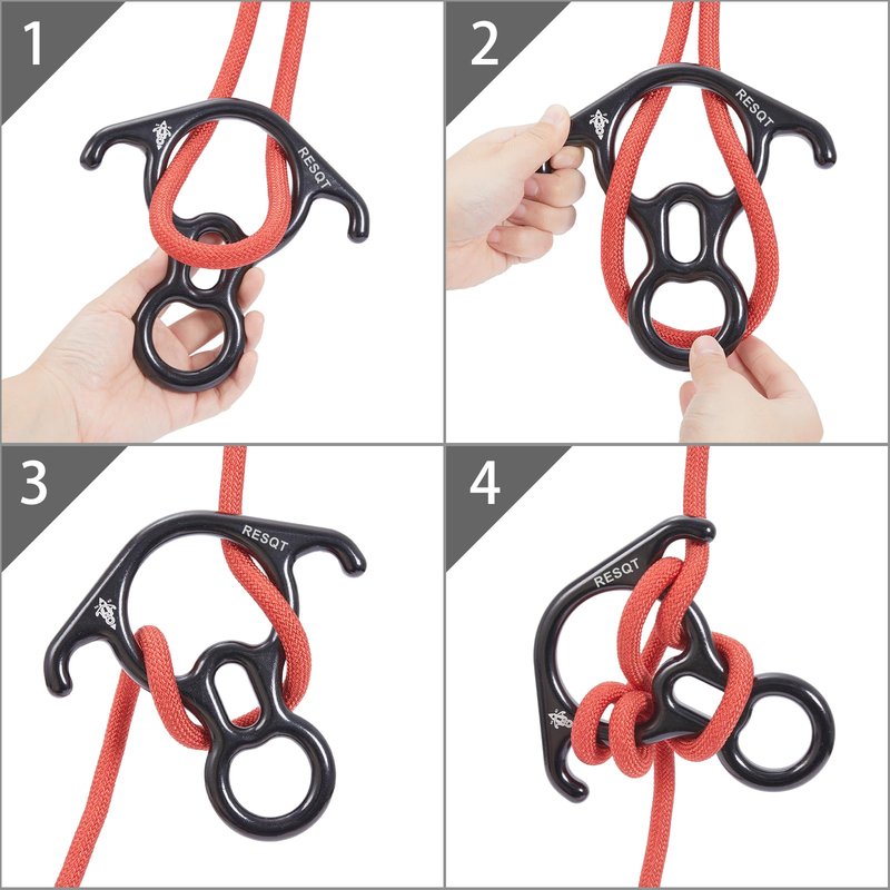 40KN Rescue Figure 8 Descender, Large Bent-Ear Belaying and Rappelling Gear Belay Device for Rock Climbing Peak Rescue 7075 Aluminum Alloy