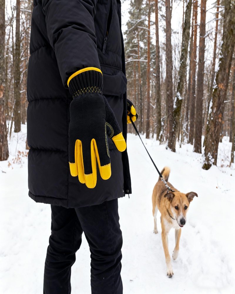 HODUP Insulated Synthetic Leather Winter Work Gloves - 3M Thinsulate, Fleece-Lined, Water-Resistant, Knitted Cuffs