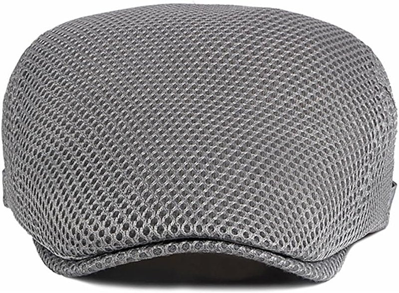 Men's Breathable Mesh Summer Hat - Adjustable Newsboy Beret Ivy Cap | Cabbie Flat Cap