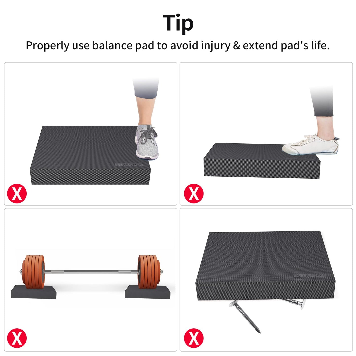 ANVICTOX Balance Pad 19.8 * 15.7 * 2.4",XL Balance Pad for Physical Therapy,Extra Large Foam Balance Board Stability Pad for Rehabilitation Core Training Stretching Mobility (Black-XL(19.8*15.7*2.4"))
