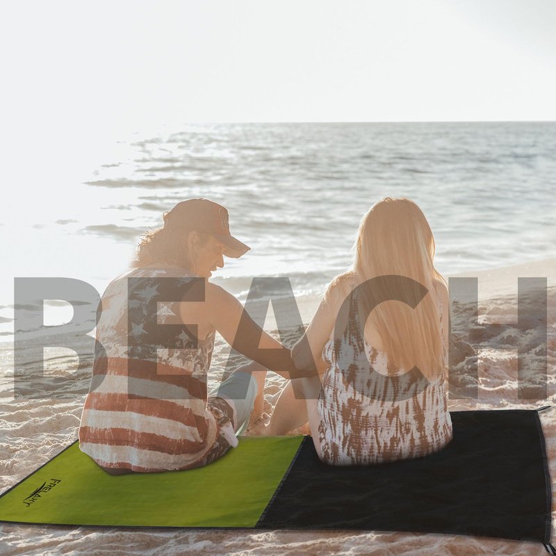 Frelaxy Pocket Picnic Blanket, Waterproof Sandproof Beach Mat, Compact Camping Tarp for Festivals, Hiking, Travel, Outdoor Recreation (Army Green, 57'' x 60'')