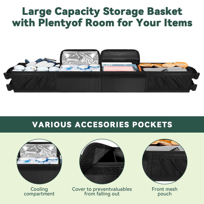 Grekos Golf Cart Storage Tray, Upgraded 1680D Golf Cart Front Storage Basket with Insulated single compartment, Tray Compatible with EZGO,Club Car,Drive,ICON (Black)