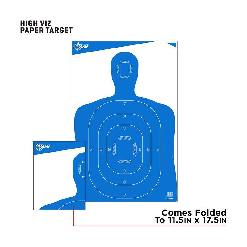 Allen Company 100-Pack EZ-Aim Silhouette Targets for Shooting - Human Body Paper Practice Targets - Gun Range Accessories - 23" x 35"