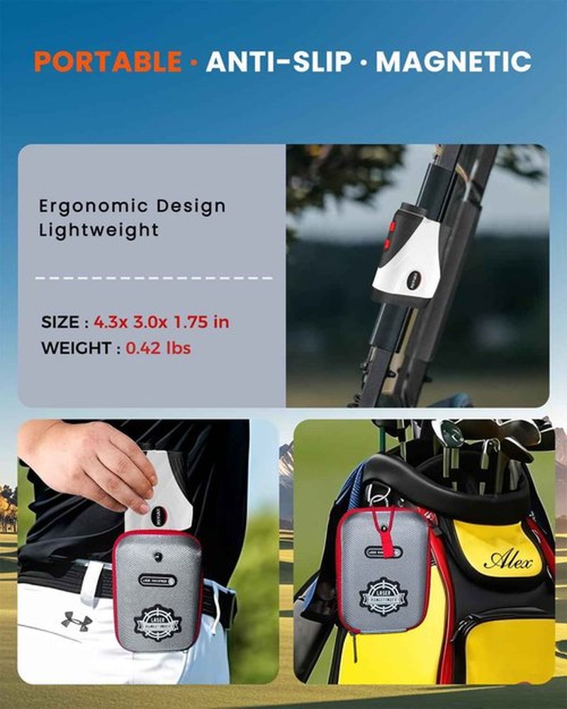 Golf Rangefinder with Slope,1200 Yards Laser Range Finder Golfing,7X Magnification,Flag Lock Vibration,Rechargeable Range Finders with Magnet Stripe,Continuous Scan Mode,High Precision Measurement.