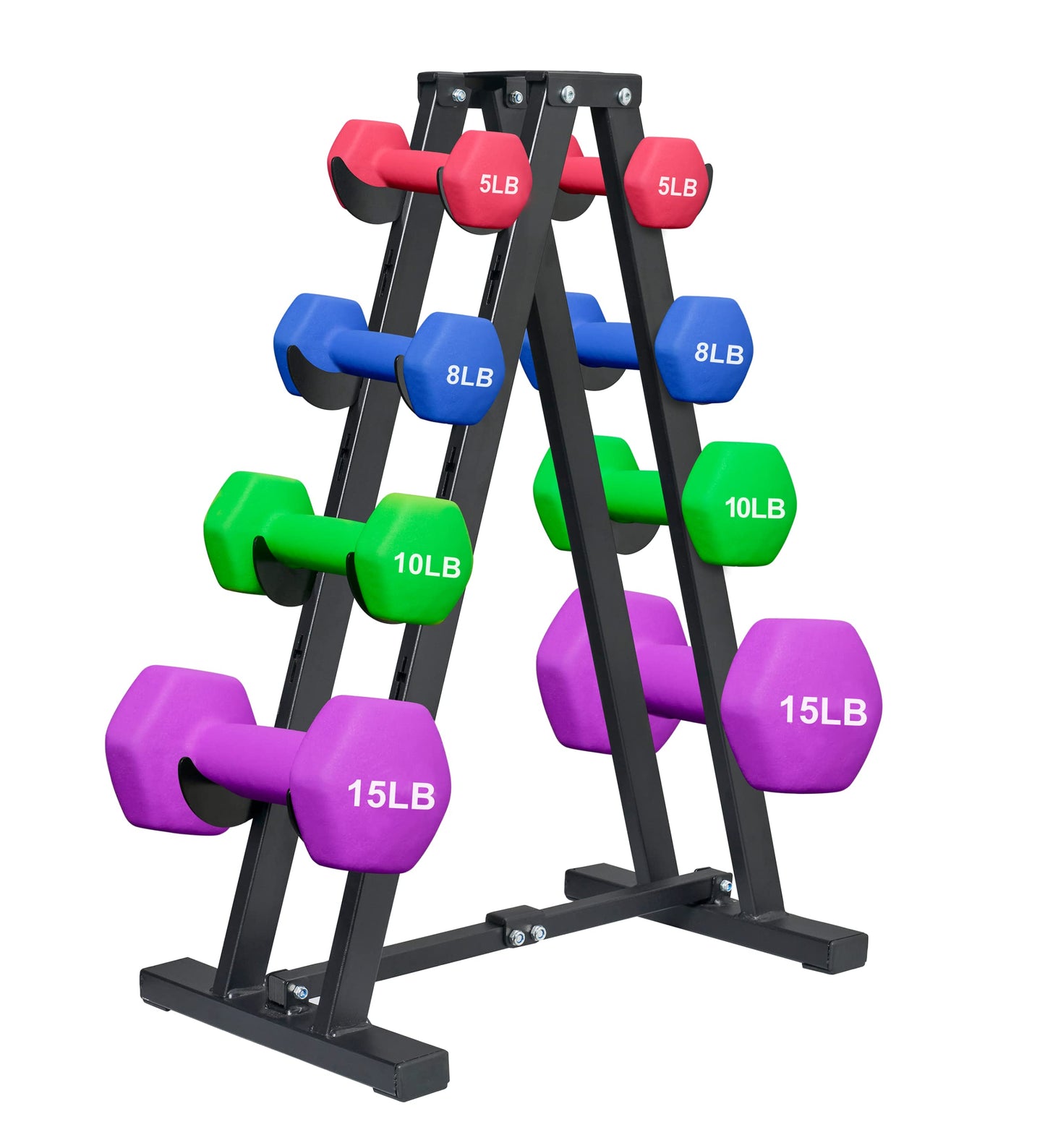 Dumbbell Rack for Home Gym, 4 Tier A-Frame Weight Rack, Metal Steel Dumbbells Stand/Holder, Assembled, Space Saver, Fitness Equipment Storage, 400 LBS Weight Capacity (Black-5)