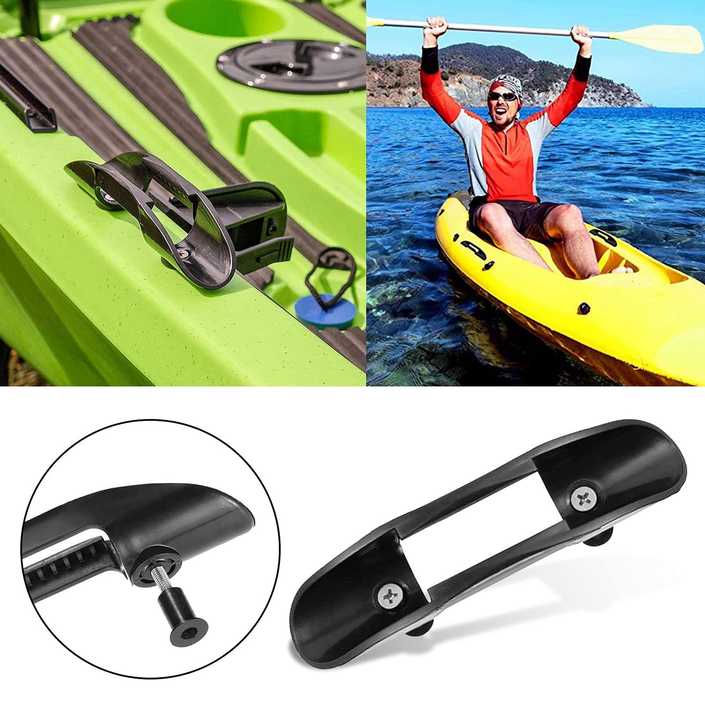 Kayak Paddle Clip Universal Kayak Paddle Mount Holder Clip & Fishing Net Clip with Hardware (1 Pair)